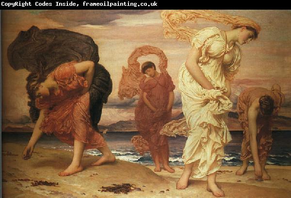 Lord Frederic Leighton Greek Girls Picking Up Pebbles by the Sea